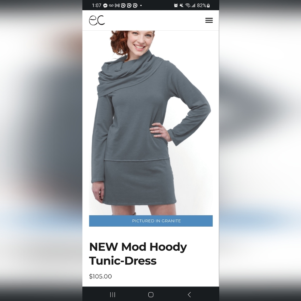 NWOT Earth Creations SKY BLUE Moody-Tunic Dress Retired Color Retail $105 Small